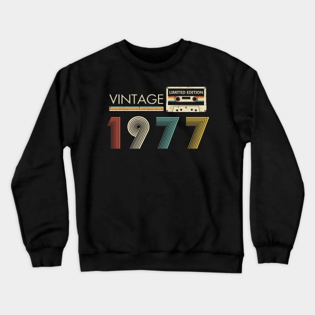 Vintage 1977 Limited Edition Cassette 47th Birthday Crewneck Sweatshirt by Kontjo